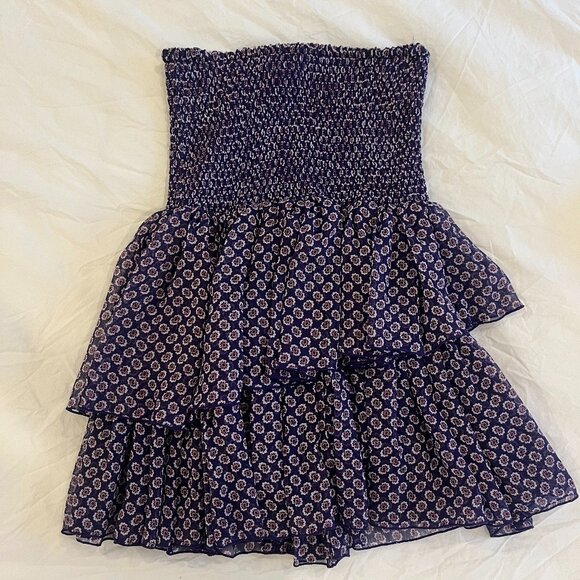 MAJE Purple Pattern Shirred Ruffle Mini Skirt Size 1 - Picture 1 of 2
